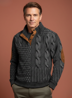 Men’s Stylish Textured Knitted Jumper Grey