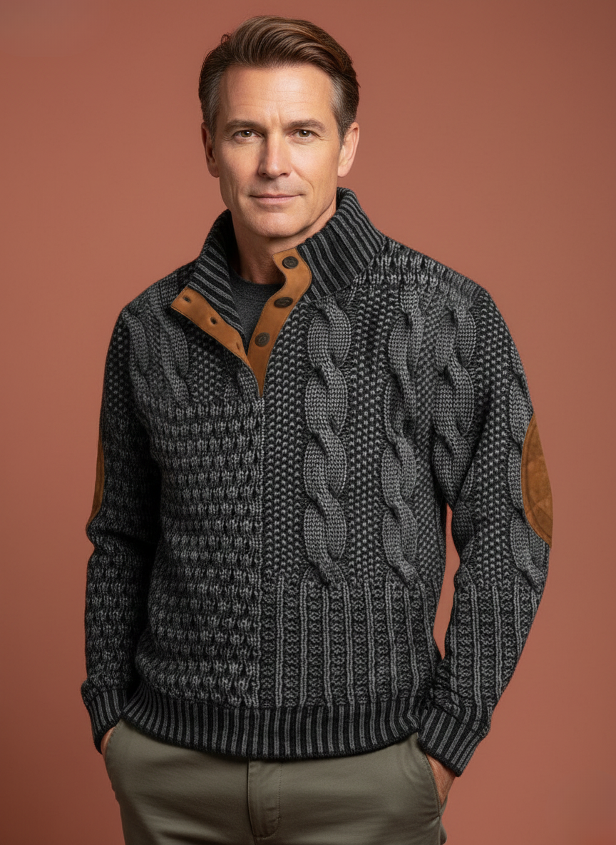 Men’s Stylish Textured Knitted Jumper Grey