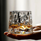 Premium Whiskey Glass with Rotating Base for Balanced Flavor Ripple effect 160 ml
