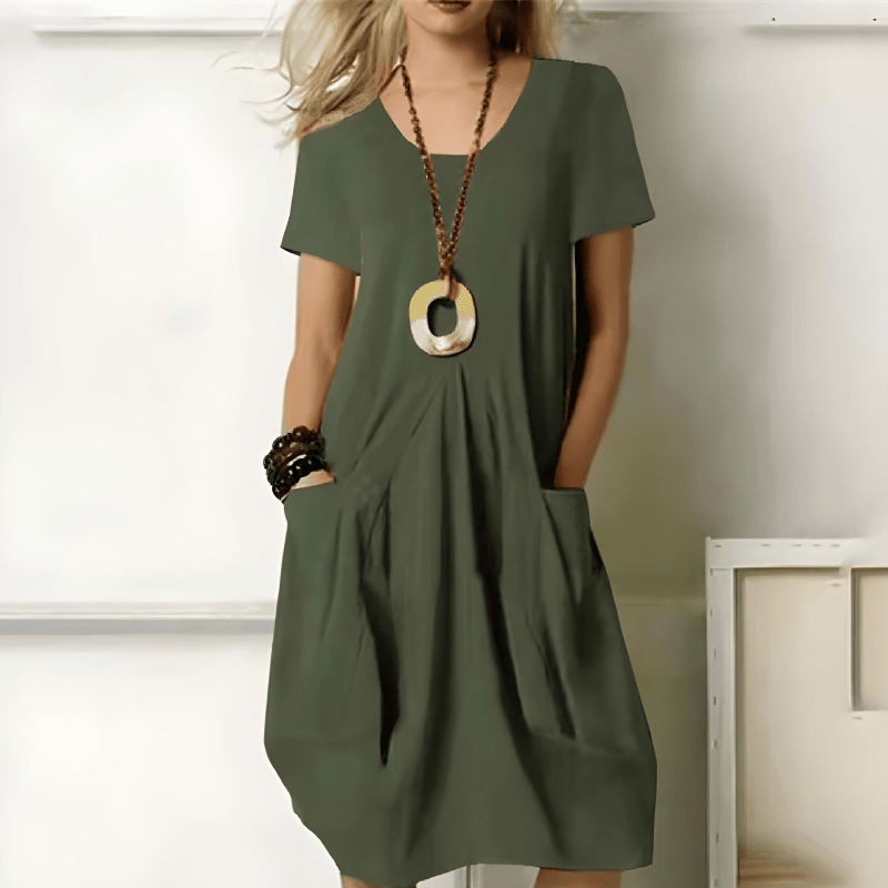 Women’s Casual Relaxed Fit Short Sleeve Dress Green
