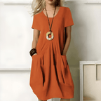 Women’s Casual Relaxed Fit Short Sleeve Dress Orange