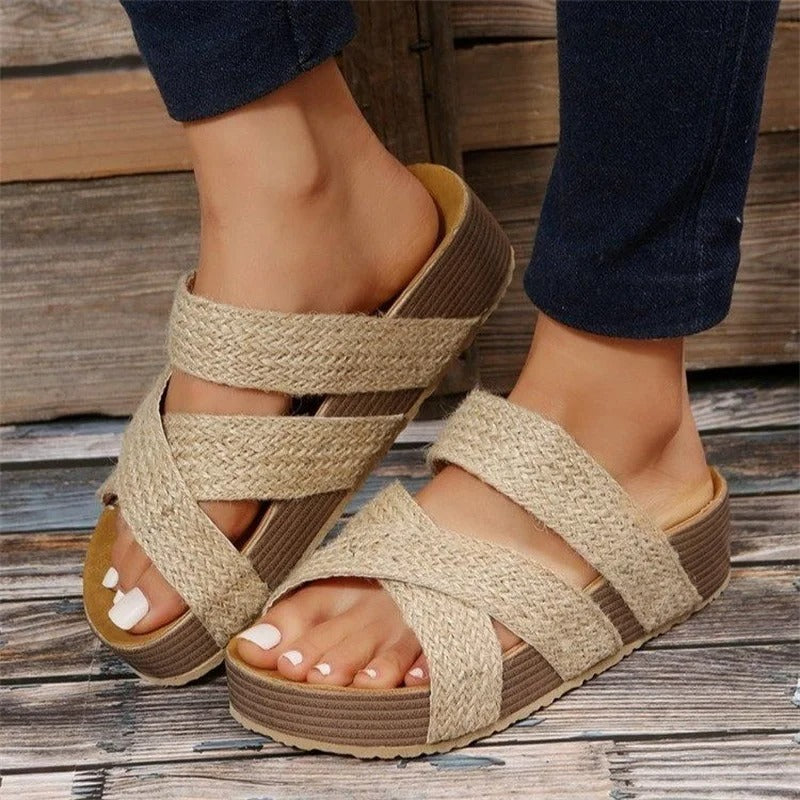 Women’s Comfortable Orthopedic Platform Sandals for Summer Beige