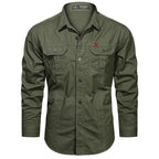 Men’s Sturdy Long-Sleeve Cargo Shirt with Pockets Army Green