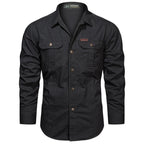 Men’s Sturdy Long-Sleeve Cargo Shirt with Pockets Black