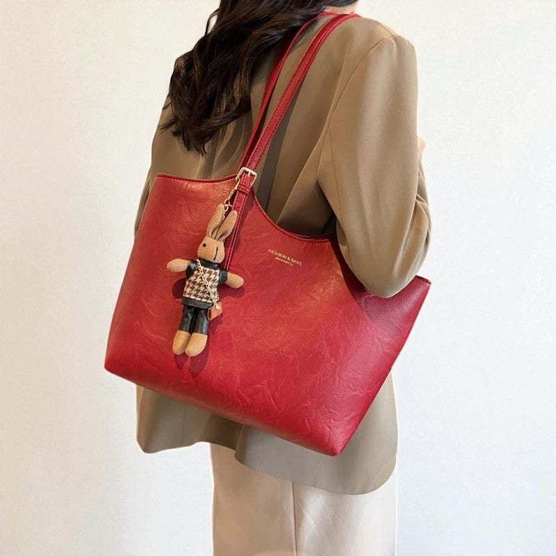 Lume | Chic Tote Bag | With Playful Bag Charm Red
