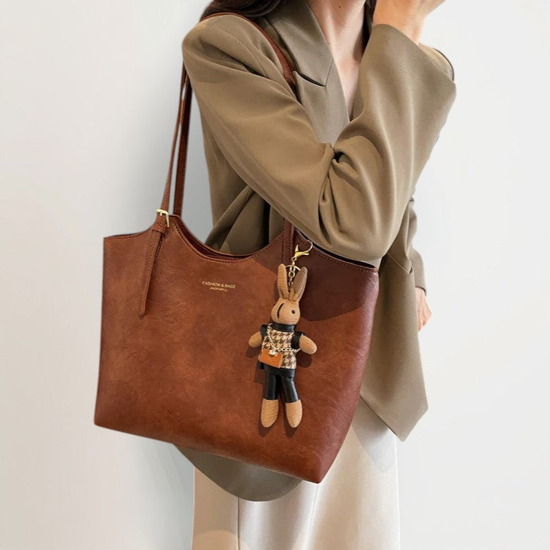 Lume | Chic Tote Bag | With Playful Bag Charm Brown