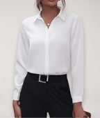 Women’s Elegant Tailored Button-Up Work Blouse White