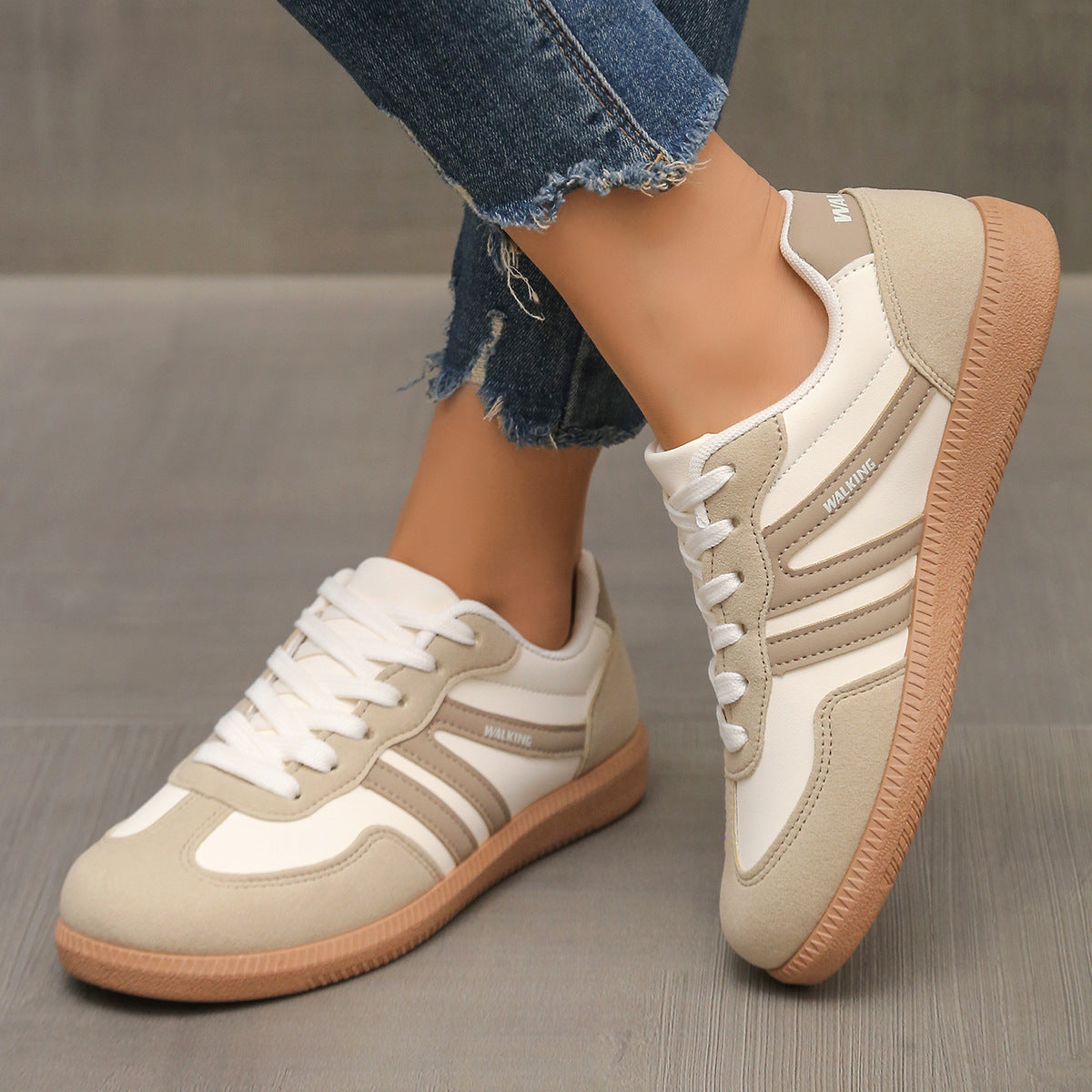 Women’s Comfortable Wide Fit Trainers Beige