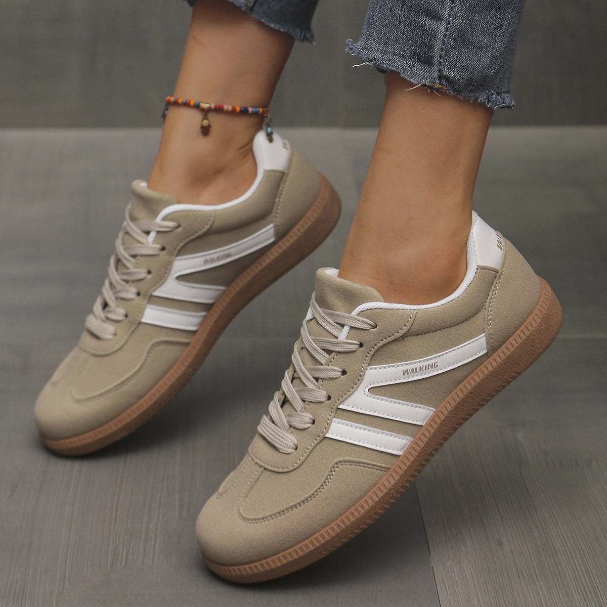 Women’s Comfortable Wide Fit Trainers Khaki