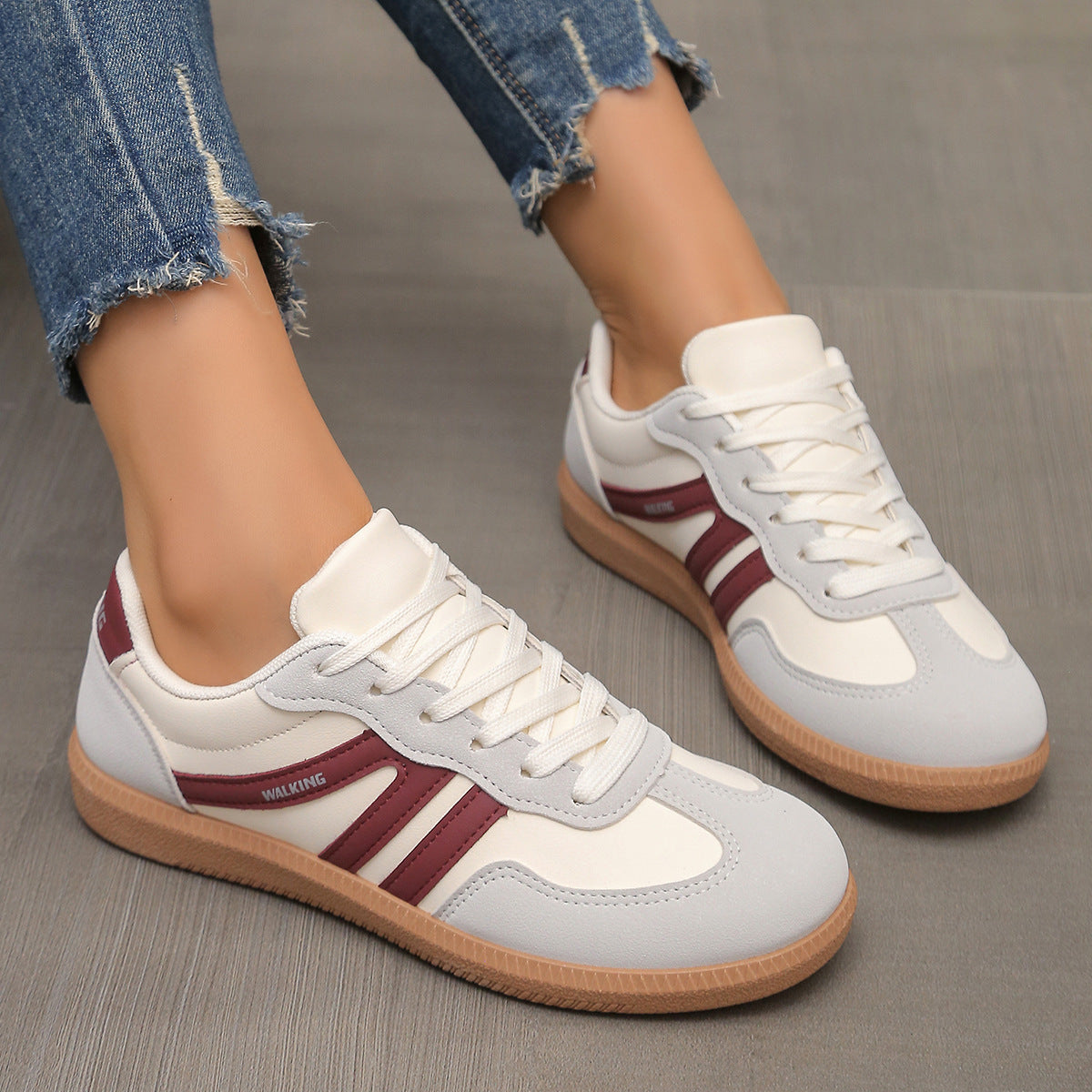 Women’s Comfortable Wide Fit Trainers Wine Red