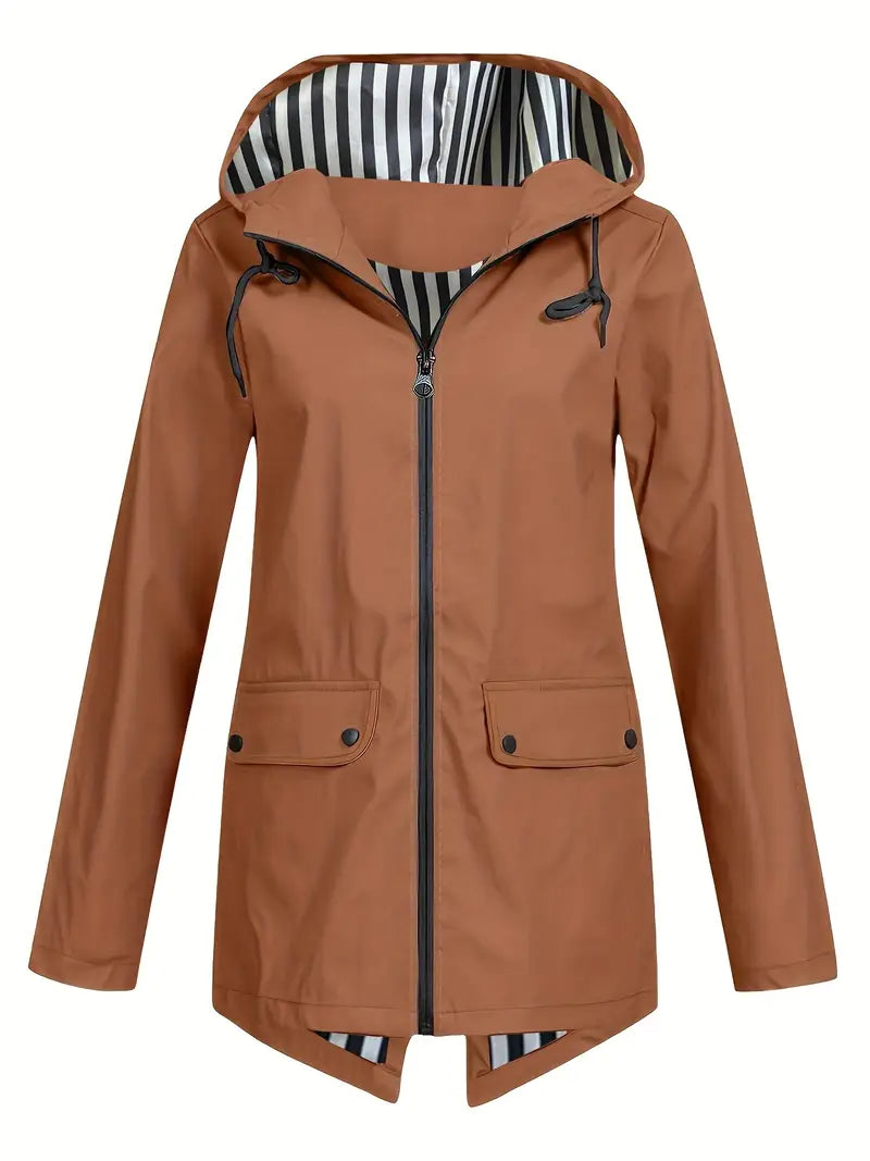 Women’s Autumn Windproof Raincoat Brown