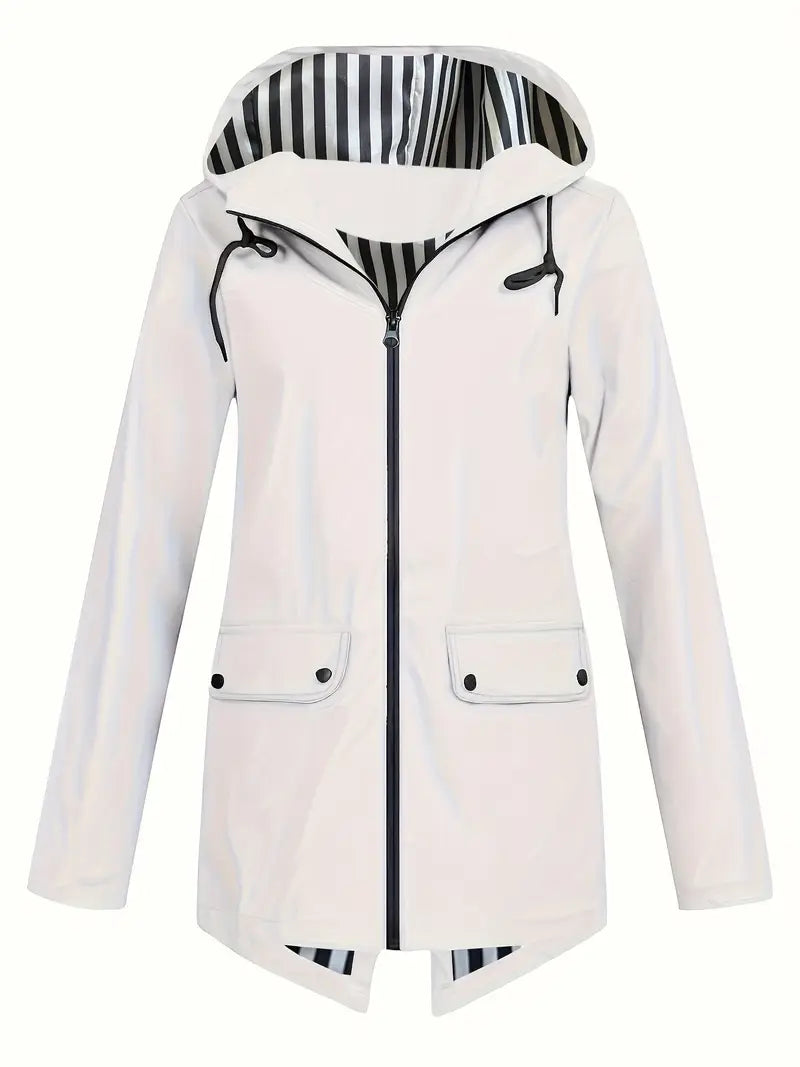 Women’s Autumn Windproof Raincoat White